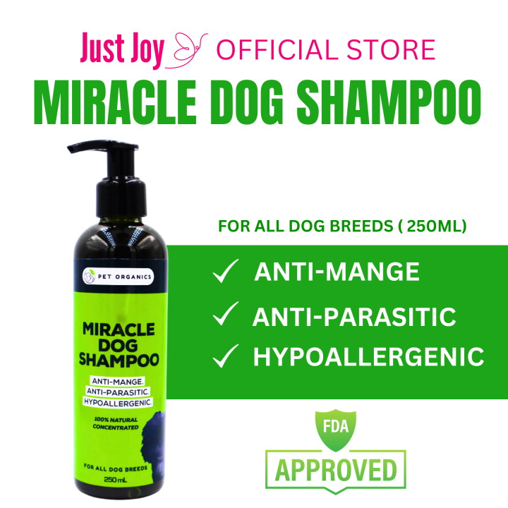 JUST JOY MIRACLE DOG SHAMPOO 250ml ANTIMANGE ANTIPARASITIC HYPOALLERGENIC PURE MADRE DE