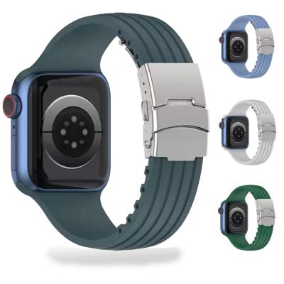 Soft Silicone Strap For Apple Watch Bands 44mm 40mm 49mm 42mm 41mm 45mm Metal Sport Wristband for iWatch Ultra 8/7/6/5/4/3/2/SE Straps