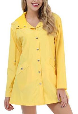 Womens Lightweight Raincoat Hooded Waterproof Active Outdoor Long Rain Jacket