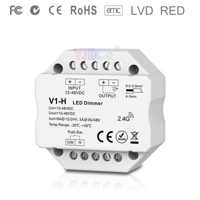 【Worth-Buy】 V1-H 2.4G Rf เดี่ยวสีแอลอีดี Dimmer Push Dim Dc 12V 24V 36V 48V น้อยกว่า Dimming ตัวควบคุมไฟ Led สำหรับแถบแอลอีดีสี