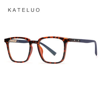 [พร้อมกล่อง] KATELUO TJ854แบรนด์ใหม่ของผู้ชายและผู้หญิงสไตล์เดียวกันป้องกันแสงสีฟ้าแว่นตา R Etro สแควร์แว่นตากรอบ