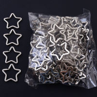 100Pcs Exquisite Star Keyring Silver Color Connectors Pentagram Key Chains Holder Charm Pendant DIY Jewelry Findings Accessories