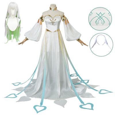 Genshin Impact Game Nahida The Greater Lord Rukkhadevata Cosplay Costume White Long Dress Uniform Party Outfit Women Suit