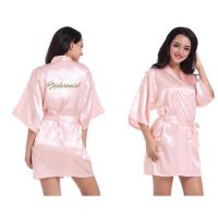 Women Satin Silk Bride Bridesmaid Robes Pajamas Bathrobe