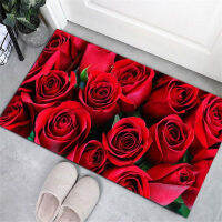 3D Romantic Rose Flowers Carpet  Livingroom Bedroom Carpet Waterproof Oilproof Kitchen Rug Antislip Bathroom Rug Staircase Entrance Hallway Carpet Runner Rugs Runner Rug Home Decor 5 Size(40X60cm/50X80cm/40X120cm/50X120cm/50X150cm)