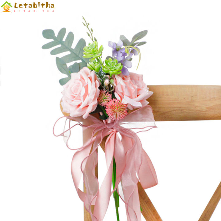 letabitha-เก้าอี้ดอกไม้เทียมดอกไม้ผ้าไหมปลอมหลังสำหรับงานแต่งงานสไตล์ตะวันตกตกแต่งสถานที่กลางแจ้ง