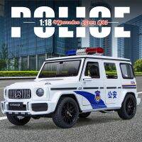 【MagicT】1:18 Scale Mercedes Benz G63รถตำรวจโลหะผสมสังกะสีรุ่น Light And Sound Effect &amp; Pull-Back Force Die Cast ของเล่นของขวัญคอลเลกชันตกแต่งสำหรับชาย