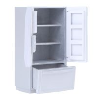 ┇ 1/12 Dollhouse Miniature Kitchen White Sliver Wooden Fridge Refrigerator Freezer for Dolls Bedroom Living Room Kids Toy Acces