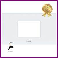 หน้ากาก 2 ช่องกลาง PHILIPS LEAF สีขาวWALL PLATE PHILIPS LEAF 2-GANG CENTER WHITE **ของแท้100%**