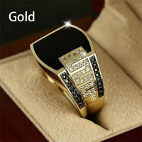 0duw Men Exquisite Jewelry Natural Gemstone Black Diamond Gold Ring Accessories Classic Party Wedding Engagement