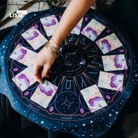 Tarot Tablecloth Altar Cloth Tapestry Wall Hanging Wheel of The Zodiac Astrology Black Sun Moon Room Decor Witchcraft Supplies