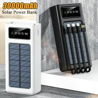 Solar Power Bank 30000mAh Portable Charger PowerBank Built in 4 Cables LED Digital Display Poverbank External Battery Power Bank ( HOT SELL) Coin Center 2