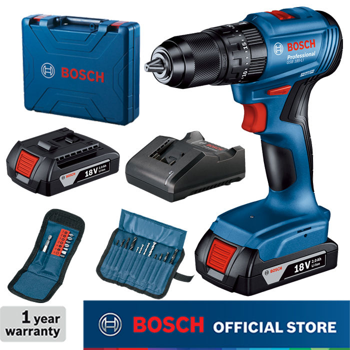 Bosch Brushless Impact Drill with Accessories 23PCS 18Volt GSB 185-LI