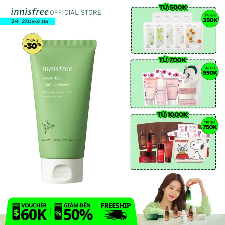Sữa rửa mặt làm sạch từ trà xanh đảo Jeju Innisfree Green Tea Foam Cleanser 150g