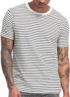 VEIISAR Mens Crewneck Striped T-Shirt Vintage Casual Cotton Tees Tops