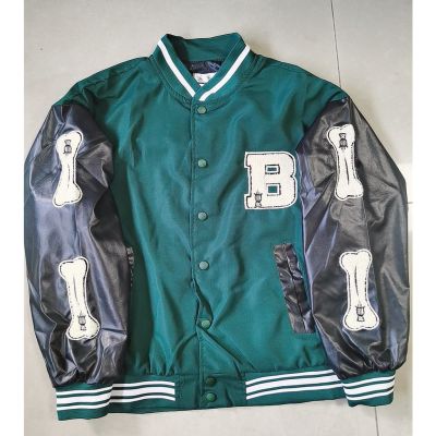 Hip Hop Furry Bone Patchwork Color Block Jackets Mens Harajuku College Style er Jacket Men Baseball Coats