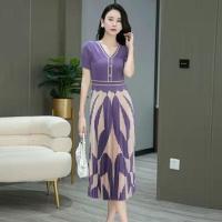☋☬ Pleated Slim Summer Dress New Elegant Dress Fashion Pleated - Dress Female 2023 - Aliexpress