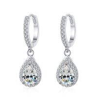 Vintage 1 CT Moissanite Earrings with Water Drop Shape for Female Classic Design 925 Silver Earrings for Anniversary