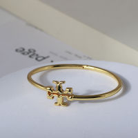 สไตล์ยุโรป Retro Matte Gold Metallic Simple Smooth Double T Square สร้อยข้อมือเปิดมาตรฐาน Girls