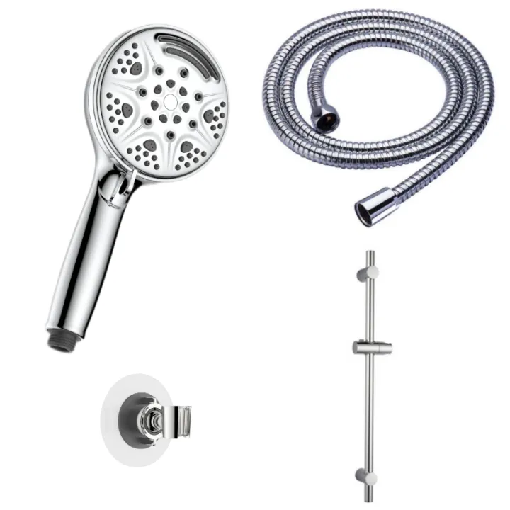 Pressurized shower head Square three modes Electroplated stainless