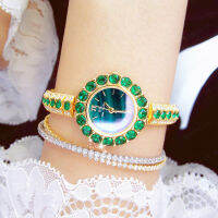 basevv Ins style light luxury retro malachite texture small green watch women