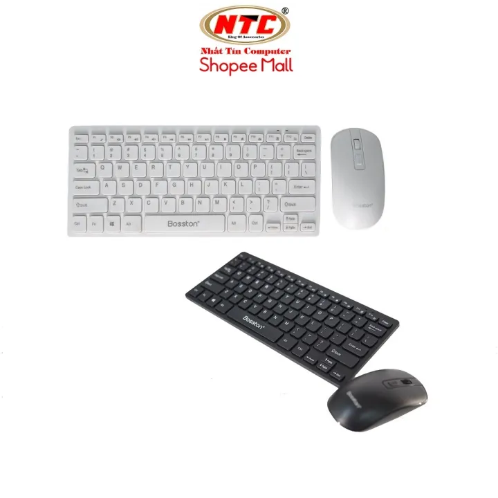 Bộ bàn phím và chuột không dây Wireless mini Bosston WS600 - phím bấm cực êm - Hãng phân phối chính thức