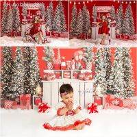 Aolzbiip49h สีแดงคริสต์มาสCandyบริษัทภาพพื้นหลังเด็กPortrait Photo Studio PropsสำหรับXmas Treeของขวัญการถ่ายภาพฉากหลังผ้า