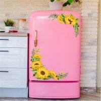 Yellow Sunflower Wall Sticker Window Diagonal Sticker PVC Cabinet Decorative Flower Refrigerator Decor Stickers Refrigerator Parts Accessories