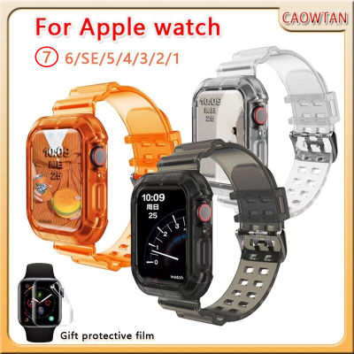 41mm 45mmโปร่งใสซิลิโคนสำหรับApple Watch Series 7SE 6 5 4 3 2 1แถบ40มม.44มม.สำหรับApple Watchสายคล้องคอ38มม.42มม.และสายคล้อง (รวมทั้งฟิล์มป้องกัน) FK88 W26 T500 X7 X8 M16