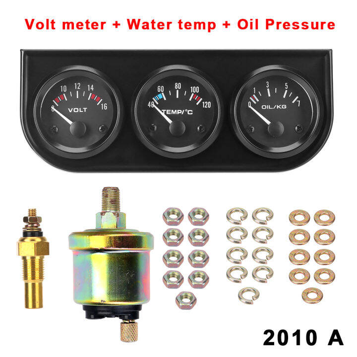 Oil Pressure Gauge with Sensor Oil Temp Water Temp Volt meter Black