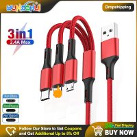 2.4A Max 3-in-1 USB Type C Charging Cable for iPhone Lightning PD Fast Charging Cable Car C to C Charging Wire for Xiaomi Redmi Cables  Converters