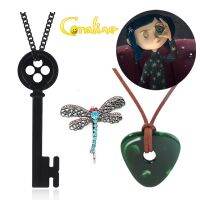 The Seeing Stone From Coraline Necklace Stone Key Pendant Handmade Rope Chain Cosplay Costume Laika Dragonfly Hair Pin Jewelry 【hot】qju686