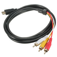 Black 5 Feet 1.5m Male to 3 RCA Video Audio AV Cable Adapter For HDTV 1080P