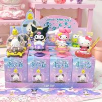 Sanrio รูปการ์ตูนขนมขบเคี้ยว Planet Series Cinnamoroll Kuromi Pompom Purin Melody Action Figurines รูปปั้นตุ๊กตาของเล่น