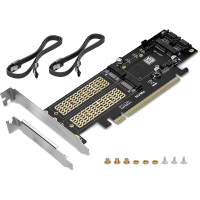 M.2 NVMe SSD NGFF To PCIE 3.0 X16 Adapter M Key B Key MSATA PCI Expansion SATA 3 in 1 Converter Riser