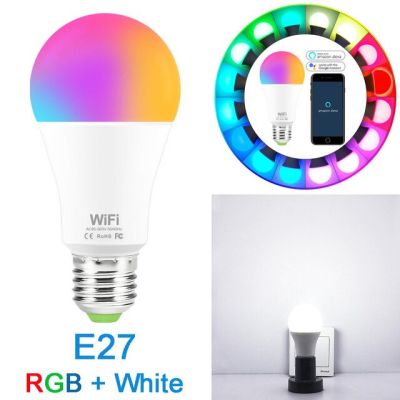 【Worth-Buy】 หลอดไฟไฟอัจฉริยะควบคุมผ่านไวไฟ15W Rgbw Rgbww E27 B22โคมไฟ Led แบบหรี่แสงได้สีบ้านสมาร์ท Wifi ใช้ได้กับ Alexa Google Home