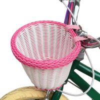 Boy Girls Bike Basket With Bell Stickers And Tassels Streamers For Kids Child Bicycle Handmade Artificial Wicker Bicycle Basket