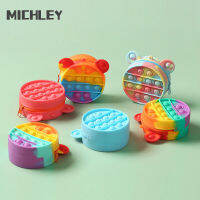 Michley ของเล่นใช้การบีบอัดกระเป๋าเงินซิลิโคนเพื่อการศึกษาเพลงหยิกมิกกี้กระเป๋าเก็บของ