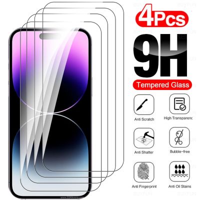 4PCS 9H Tempered Glass For iphone 14 pro max Screen Protector For iphone13 pro max 13pro 13 mini Safety Protection Film Cover