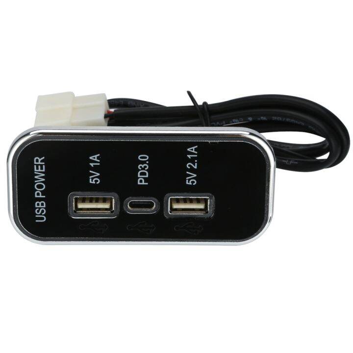 ซ็อกเก็ตชาร์จ-12-24v-3-พอร์ต-18w-pd-type-c-2-1a-1a-usb-สําหรับรถจักรยานยนต์-รถบรรทุก-เรือ-rv-รถบัส