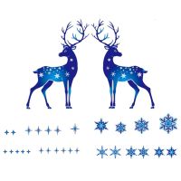 Glass Window Decoration Electrostatic Film Blue Snowflake Elk Films Christmas Glass Decoration Elk Snowflake Sticker For Glass