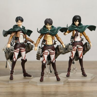 ZZOOI Figma Attack On Titan: Mikasa Ackerman 203 Eren Jaeger 207 Rivaille Levi 213 Action Figure PVC Toy Model Doll Collection GIft