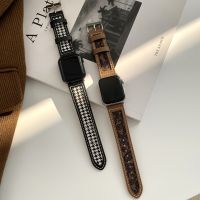 ™❆ Canvas Leather Loop For Apple Watch band 45mm 44mm 41mm 40mm Woman Leather WatchBand Bracelet iwatch Series 7 6 5 4 3 2 se Strap