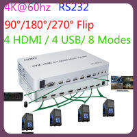 4K 60Hz สวิตช์ KVM 90 ° 180 ° Flip HDMI 4X1 Quad Multviewer แป้นพิมพ์ยูเอสบีเมาส์ซิงโครไนซ์4ช่อง/3/ Dual Screen Display PIP