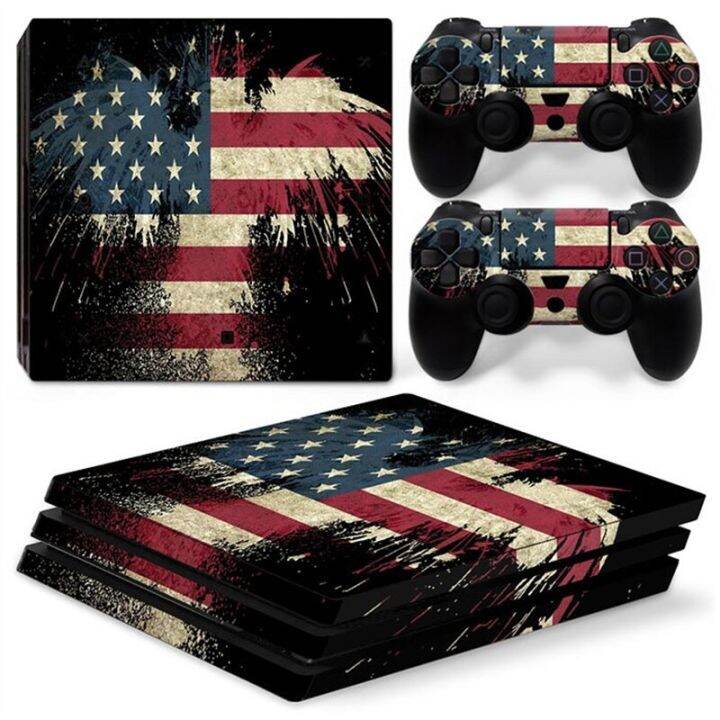 mq-สไตล์ใหม่-flag-1609-ps4ฝาครอบรูปลอกสติ๊กเกอร์สกินสำหรับ-ps4-pro-console-และ2คอนโทรลเลอร์-ps4-pro-skin-กรอบและที่คลุม