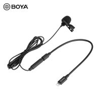 BOYA Cardioid Lavalier Lapel Clip-On ไมโครโฟนหัวเดียวที่ถอดออกได้พร้อมสายเคเบิล TRS To Lightning ขนาด3.5มม. เข้ากันได้กับสมาร์ทโฟน IOS