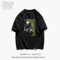 HUANGYOYO เสื้อยืดแขนสั้นผ้าฝ้าย100% พิมพ์รอบคอกราฟฟิตีลายการ์ตูนสำหรับผู้หญิง