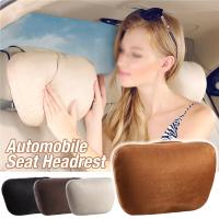 Car Headrest Seat Neck Comfort Pillow Plush Thickened Breathable Non-slip Headrest Solid Color Four Seasons General Interior Seat Cushions