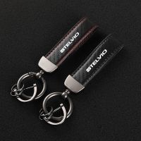 Leather Carbon Fiber Car Rings Keychain Zinc Alloy Keyrings For Alfa Romeo Stelvio with logo Car Accessories