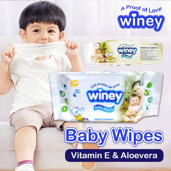 (BL) Winey Baby Wipes Alcoholfree Hypall Ercenic with Vitamin E and